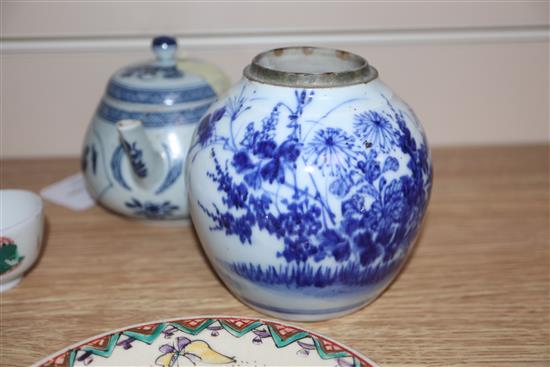 A quantity of Oriental wares including blue and white, crackle glaze, etc.